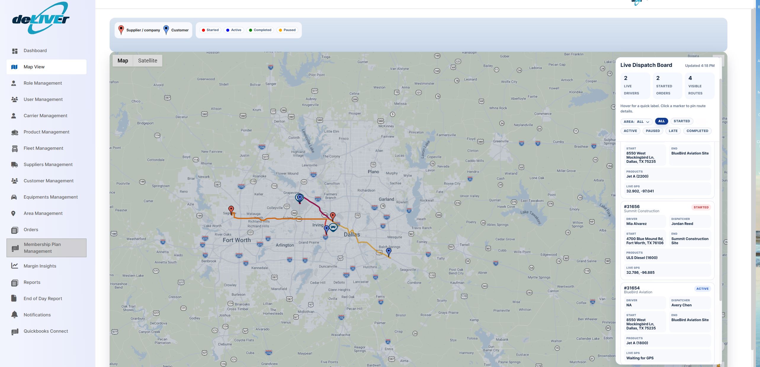 Deliver live dispatch map