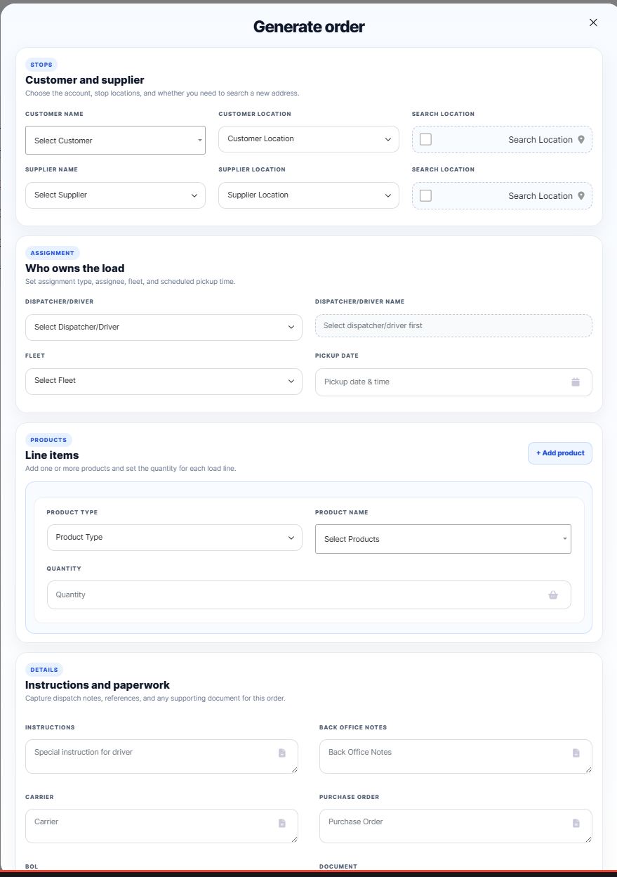 Deliver order creation flow